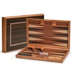 Yellow Mountain Imports Wooden Inlaid Backgammon Set, Dorne - with Wooden Playing Pieces and Accessories, 33 centimeter Board