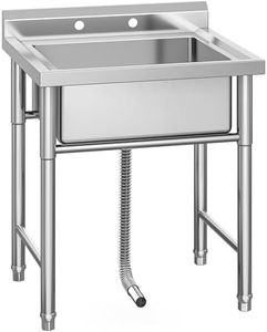 YITAHOME 29in Utility Sink Free Standing Single Bowl Kitchen Sink with Pipe NSF Stainless Steel Commercial Sink for Laundry Room Bathroom Farmhouse Garage Indoor Outdoor