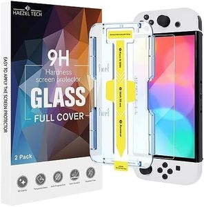 [2 - Pack] HAEZEL TECH Screen Protector for Nintendo Switch OLED Model 2021 7'' - Tempered Glass, Case Friendly, Easy Installation [Auto Alignment Kits] - HD Clear