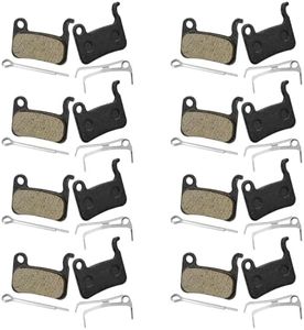 NQEUEPN 8 Pairs Bike Brake Pads, Resin Semi-Metal Bicycle Disc Brake Pads Replacement Compatible with Shimano Deore XT XTR LX SLX Hone Alfine Saint Disc Brakes