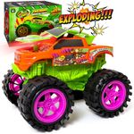 Exploding Monster Truck Toy with Explosive Crash Sounds and Lights, Smash It Up Again and Again, Monster Truck Toys for Boys Kids Ages 3, 4-7 & Above | Toddler Toys for 3 Year Old Boys Gift