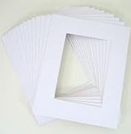 Pack of 25 8x10 White Picture Mats Mattes with White Core Bevel Cut for 5x7 Photo + Backing + Bags