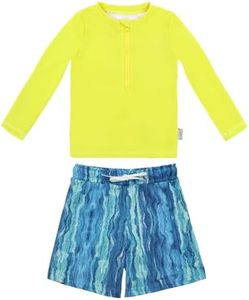 ALVABABY Long Sleeve Rashguards, Baby/Toddler Boys' Rash Guard Sets,Boy Swimsuit UPF 50+ Sun Protection Two Piece Bathing Suit ST-R18-12-18M
