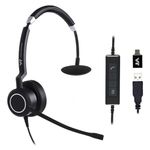 VT Wired UC-Headset with Dual Noise-Cancelling-Microphones - Work Headphones with USB-A Connectivity for PC/Laptop Compatible with MS Teams,Skype for Business Used for Zoom,Jabber,GoogleMeet,3CX,etc.