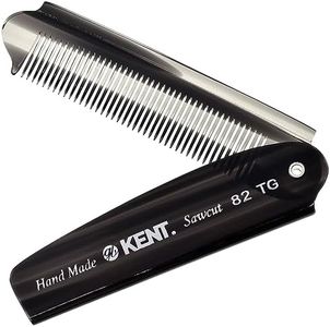 Kent 82T Handmade Folding Pocket Comb for Men, Fine Tooth Hair Comb Straightener for Everyday Grooming Styling Hair, Beard or Mustache, Use Dry or with Balms, Saw Cut Hand Polished, Made in England