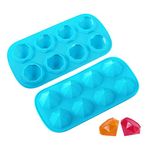 Webake 2 Pack Ice Cube Trays Diamond Shape 8 Cavity Reusable Silicone Ice Cube Mold, Crayons Wax Resin Chocolate Candy Molds