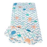 ClevaMama Baby Bath Mat Non Slip - Kids and Children Bathtub Mats Anti Mould with Suction Pads and Knelling Cushion - Under The Sea, 91x43 cm