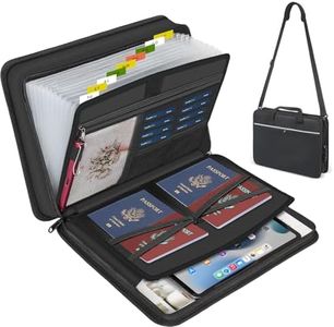 XIAODUN Accordion File Organizer with Lock and Shoulder Straps,Fireproof Waterproof Document Organizer Folder with Handle, Portable Large Capacity File Holder for Home Office School