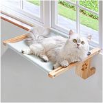 bonitacrylic Cat Window Perch Seat Adjustable for Indoor Kitty Hammock Bed Sturdy Heavy Duty Non-Suction Non-Drilling Solid Wooden Shelf Durable Holding 40 LBS Used for Window, Bedside, Drawer