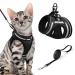 rabbitgoo Cat Harness and Leash Set for Walking Escape Proof, Adjustable Soft Kittens Vest with Reflective Strip for Cats, Comfortable Outdoor Vest, Black, XL