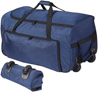 REDCAMP Foldable Duffle Bag with Wheels 120L, 1680D Oxford Collapsible Large Duffel Bag with Rollers for Camping Travel Gear, Blue