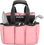 WORKPRO Garden Bag, Garden Tool Tote Storage Bag with 8 Pockets, Home Organizer for Outdoor Gardening Caddy, Garden Tool Kit Holder (Tools NOT Included), Pink Ribbon, Garden Gifts