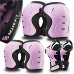 SKATEWIZ knee and elbow pads adult Skateboard pads - Skate Pads PINK BLACK in L - elbow and knee pads kids for roller skates - skate guards knee and elbow pads for children - scooter