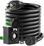 AIXZGLOBAL 30A 15FT Generators Cord and Pre-Drilled Power Inlet Box, NEMA L14-30P/L14-30R Generator Extension Cord 125V/250V Heavy Duty RV Generator Power Cord Twist Lock Connector, ETL Listed