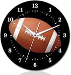 CIGERA 12 Inch America Football Wall Clocks with Silent Clock Movement and Battery Operated, Great Decor for Bedroom, Living Room or Classroom, Nice Gifts for Soccer Lovers, Father and Back to School