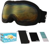 OUTDOORSPARTA Kids Ski Goggles - Helmet Compatible Ski Goggles for Boys & Girls with 100% UV Protection (6. Black Frame, Yellow Lens)