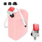 Battery Powered Fuel Transfer Pump, Portable Siphon Gas Pump Liquid Pump with Auto-Stop Flexible Hose for Gasoline Diesel Fuel fits Numerous Gas Cans (Red)