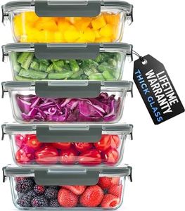 Zulay Kitchen 5 Pack Glass Food Storage Containers with Lids - 36 oz Thick & Durable Glass Meal Prep Containers - Airtight Storage Containers with Lids - Leak-Proof Reusable Meal Prep Containers