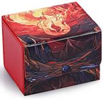 UAONO Deck Box for MTG Cards, Trading Card Storage Box Holds 120+ Sleeved Commander Deck, PU Leather Card Box Suits TCG Magic Cards with 2 Dividers (Red,Flame)