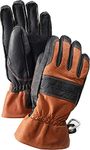 Hestra Mens and Womens Ski Gloves: Guide Leather Winter Gloves with Wool Lining, Brown/Black, 9