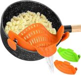 2 Pack Food Strainers, Silicone Pot Strainer, Fine Mesh Strainers Clip on Strainer Strain Snap Colander, Universal Size Collapsible Kitchen Gadgets Basket Drainer Filter for Spaghetti Noodle Vegetable