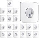 20PCS Self Adhesive Hooks Transparent Stick on Hooks Bathroom Wall Hooks Heavy Duty Invisible Sticky Back Plastic Hooks for Towels, Clothes, Keys