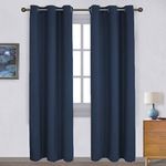 NICETOWN Blackout Curtains 84 Inches Long, Room Darkening Thermal Insulated Soli Grommet Curtains 2 Panels for Bedroom Living Room Windows (42 x 84 Inch, Navy Blue, 2 Panels)