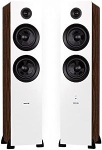 Fluance Ai81 Elite Powered 2-Way Floorstanding Tower Speakers, 150W Built-in Amplifier for 2.0 Stereo Music & Movie Listening, TV, Turntable, PC & Bluetooth - 2X RCA, Optical, Sub Out (White Walnut)