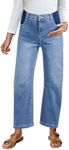 BLENCOT Womens Maternity Elastic Hight Waisted Wide Leg Jeans Pregnant Baggy Jeans Barrel Denim Trouser Pregnancy Pants P4 Blue 2XL