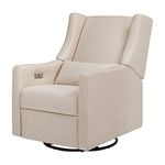 Babyletto Kiwi Electronic Power Recliner and Swivel Glider with USB Port in Performance Beach Eco-Weave, Water Repellent & Stain Resistant, Greenguard Gold and CertiPUR-US Certified