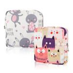 PALAY® 2Pcs Sanitary Napkin Storage Bag, Cartoon Cotton Sanitary Napkin Pouch, Menstrual Pad Bag with Zipper, Multi-Purpose Storage Bag for Napkin, Lipstick, Sanitary Pads, Mini Cosmetic Bag Wash Bag