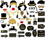 42Pcs 1920s Photo Booth Props Roaring 20's Party Photo Props,1920s Party Supplies for Luxury Party, Speakeasy Party, Gangster Party, Twenties Art Deco Jazz Party