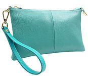 Beurlike Leather Wristlet Wallet Clutch Purses For Women Small Crossbody Phone Bags, Teal, Fashion