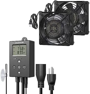 DEWENWILS Digital Temperature Controller with 120V AC Waterproof Exhaust Fan 120mm, DIY Cooling Fan for Refrigerator, Computer Case, Compressor Engine, Generator, UL Listed