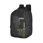 Safari Aether 38L Printed Laptop Backpack with Raincover, 4 Compartments, Bottle Holder, Premium PU Fabric, School & College Bag for Boys and Girls, Office & Travel Bag for Men and Women, Black