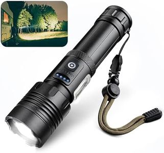 AiQInu lampe torche led ultra puissante 10000 Lumens, lampe de poche tactique rechargeable USB-C, 7 modes d'éclairage, zoomable, étanche IPX4 pour le camping et l'extérieur
