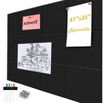 Acidea Large Office Cork Board Alternative, 47"x35" 12pcs Felt Wall Tiles with Safe Removable Adhesive Tabs & 50pcs Pins, Cork Boards for Walls Office Pin Board Tack Board Cork Board, Black