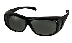 LensCovers Wear Over Sunglasses for Men and Women. Size Large Slim Black Polarized!