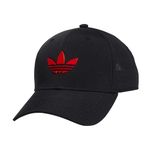 adidas Originals Men's Beacon Structured Precurve Snapback Cap, Black/Better Scarlet, One Size