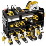 Spampur Power Tool Organizer, 15 Min Quick Assembly & Max 150lb load by Heavy Duty Metal, 6 Slots for Cordless Drill with 4 Outlet Power Strip in Garage/Workshop/Pegboard/Shed Suitable for Men's Gift