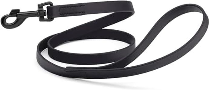 Dogline Biothane Waterproof 6ft Dog Leash Strong Coated Nylon Webbing with Black Hardware Odor-Proof Easy to Clean High Performance for Small or Large Dogs Made in USA 6ft Lead, Black