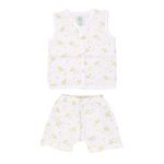 A toddler thing Organic Cotton Muslin Jabla & Shorts | White Jhabla | for Boys & Girls | Comfy Jabala | Sleeveless Vest | Baby Products | Casual Clothing | Shade: Buzzing Bee | Size- 18-24 Months