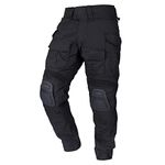 IDOGEAR Men's G3 Combat Pants with Knee Pads Multi Camouflage Trousers Airsoft Hunting Paintball Tactical Outdoor Pants(Black,Medium(32W x 32L))