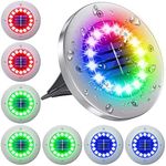 NFESOLAR Solar Lights Outdoor with 16 LEDs, 8 Pack Bright Multi-Color Solar Ground Lights Outdoor Waterproof for Pathway Garden Yard Lawn Walkway Halloween Christmas Decorations