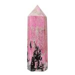 Runyangshi Large Natural Rhodonite Healing Crystal Wand, 3.9"-4.3" (10-11cm) Crystal Tower 6 Faceted Single Point Crystal Prism Wand Natural Stones for Healing Meditation Reiki Chakra Therapy