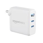 Amazon Basics 65W Ultra Fast GaN Adapter | iPhone Charger | USB Type C PD Power Adapter with Dual Output | Universal Compatibility for MacBook Pro, iPad & Android Mobiles (White)