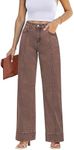 luvamia Wide Leg Trousers Women Brown Jeans Women Pants Women High Waisted Jeans Trendy Clothes for Women Pantalones Vaqueros para Mujer Y2K Jeans for Women Size XX-Large Size 20 22