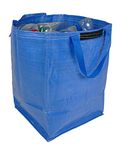 47 Litre Recycling Bag with Top Flap and Handles - Tip Strap - Laminated Wipe Clean Fabric - PREMIUM GRADE - Heavy Duty Woven PP Fabric (1 Bag, Blue)