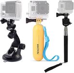 TEKCAM Action Camera Accessories Kits Bundle for Gopro Hero 6 5/AKASO EK7000/APEMAN/Campark/DBPOWER 1080P Waterproof Sports Action Camera Included Car Suction Cup Floating Mount and Selfie Stick