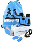 Adventure Kidz Outdoor Exploration Kit, Children’s Binoculars, Flashlight, Compass, Fox Whistle, Magnifying Glass, Backpack. Great Gift Set for STEM, Pretend Play, Ages 3+